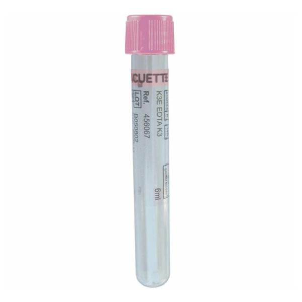 Tube Venous Blood Collection Vacuette 6mL 13x100mm Plstc K3EDTA Pnk/Blk 1200/Ca